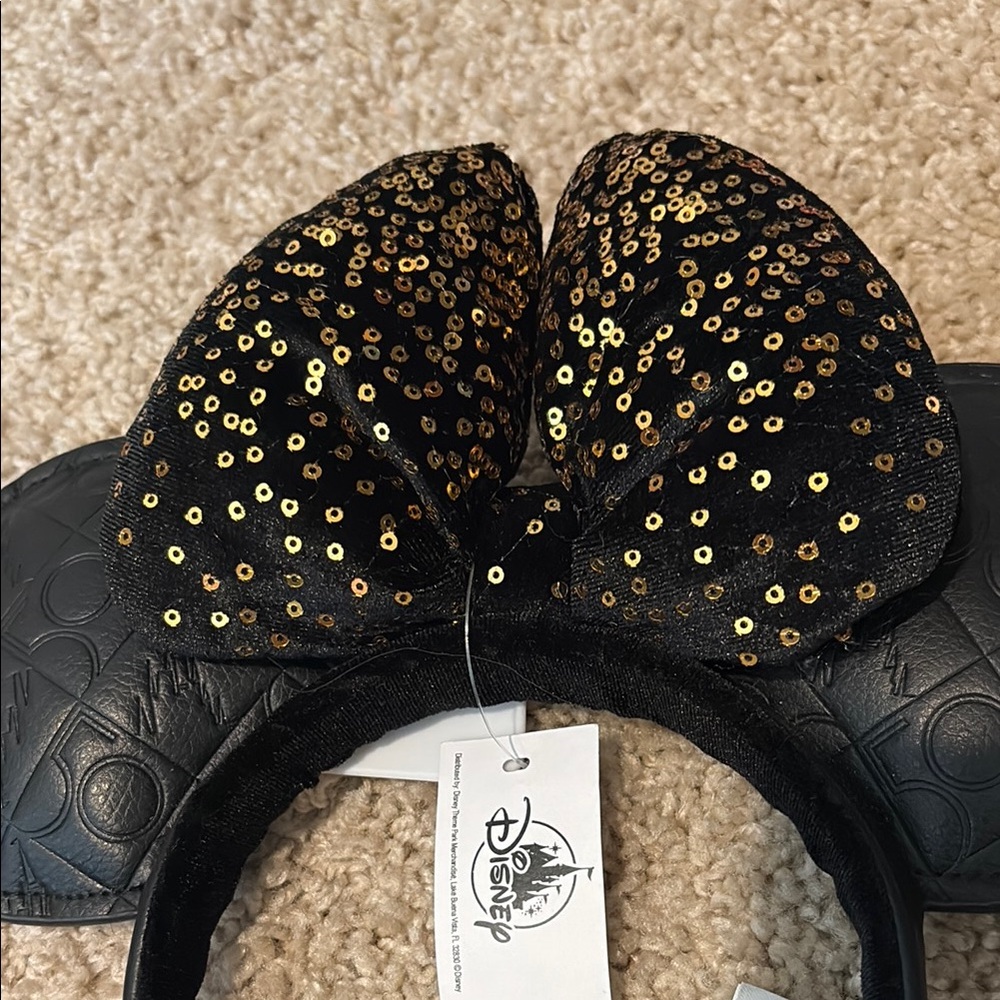 Black and Gold Sequin Minnie Mouse Ears